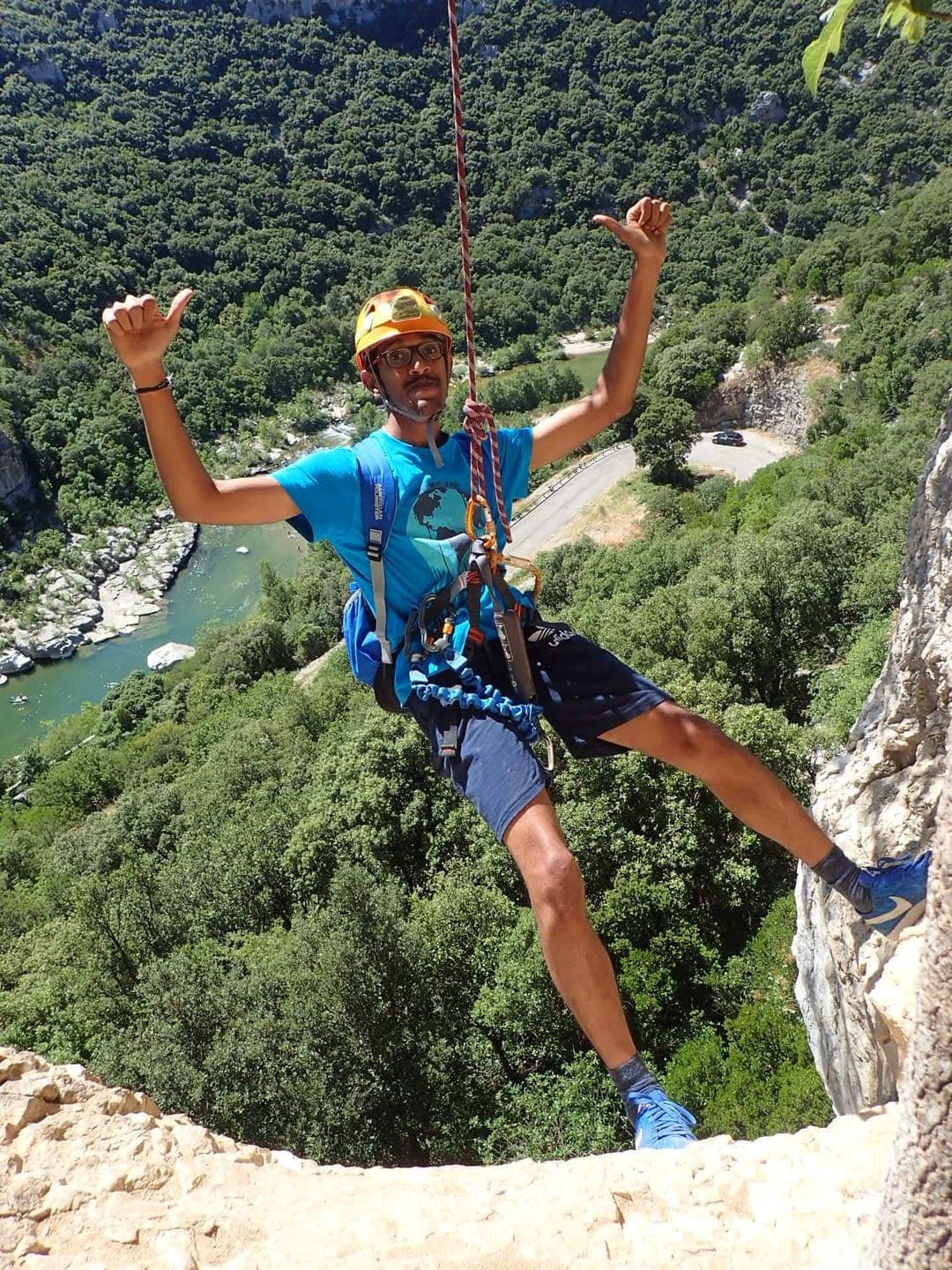 rappel en sortie de cheminée dans l'Hérault